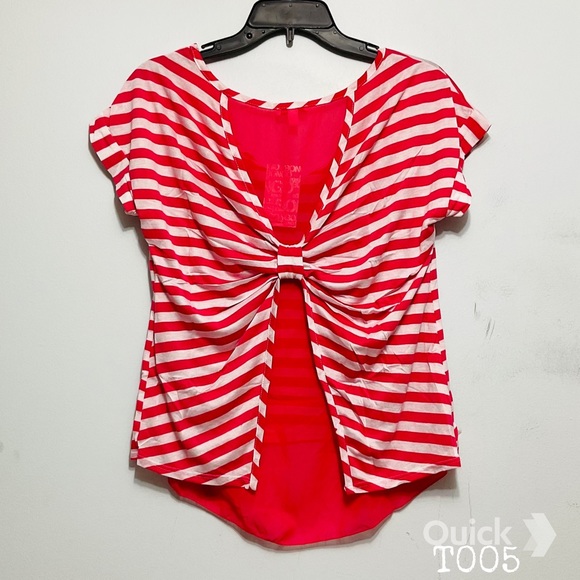 sz L - NWT Bongo Striped Hi Lo Top w/ Bow Detail - Picture 3 of 8